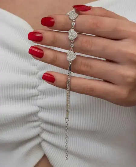 Gümüş Üçlü Kalp Kadın Bileklik