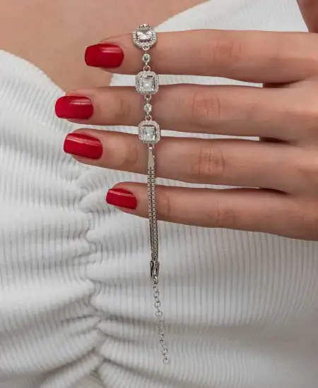 Gümüş Üçlü Kare Kadın Bileklik