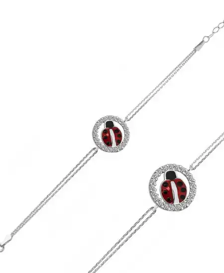 Gümüş Uğur Böceği Bayan Bileklik