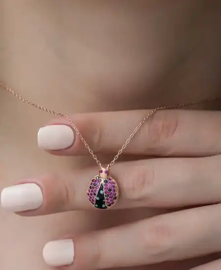 Gümüş Uğur Böceği Bayan Kolye