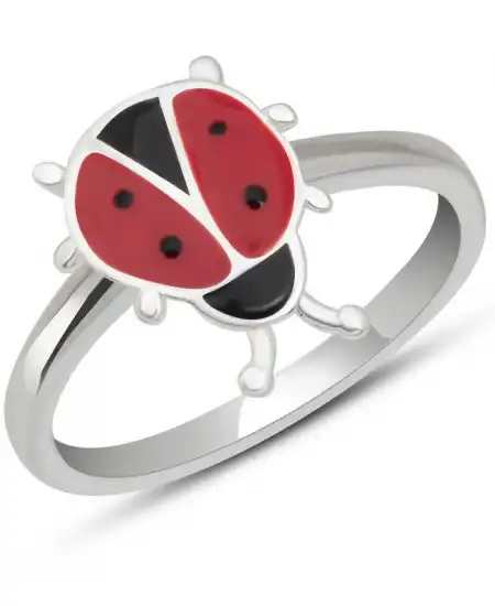 Gümüş Uğur Böceği Çocuk Kız Yüzük