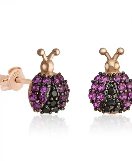 Gümüş Uğur Böceği Küpe