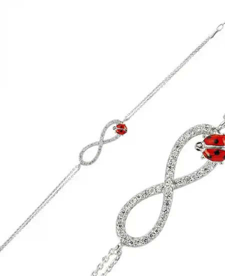 Gümüş Uğur Böceği Sonsuzluk Bayan Bileklik