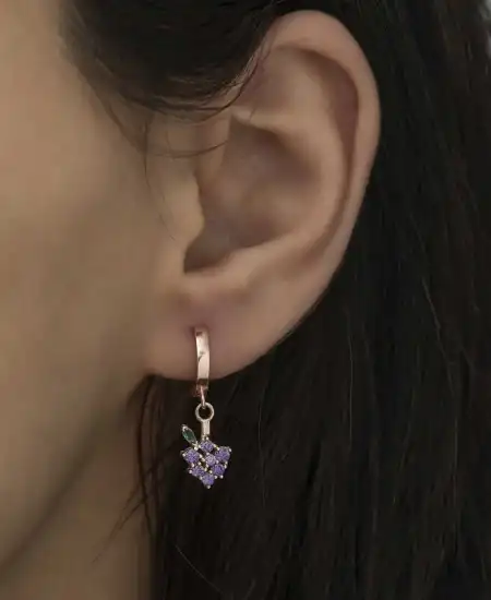 Gümüş Üzüm Figürlü Meyve Küpe