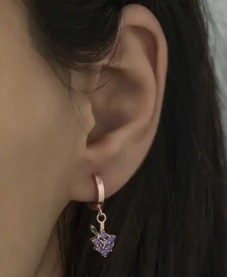 Gümüş Üzüm Figürlü Meyve Küpe