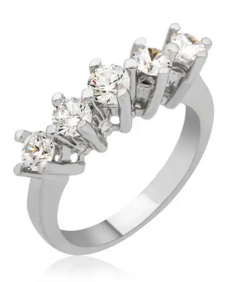 Gümüş Uzun Tırnaklı 5 Taş Bayan Yüzük