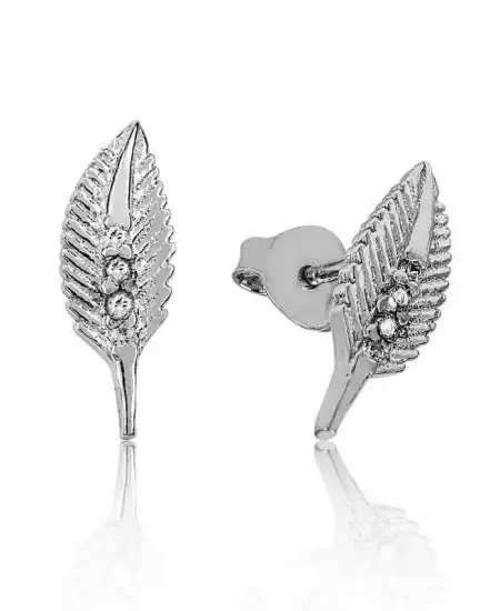 Gümüş Yaprak Çivili Küpe