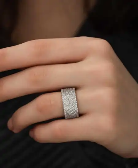 Gümüş Yarım Tamtur Bayan Yüzük