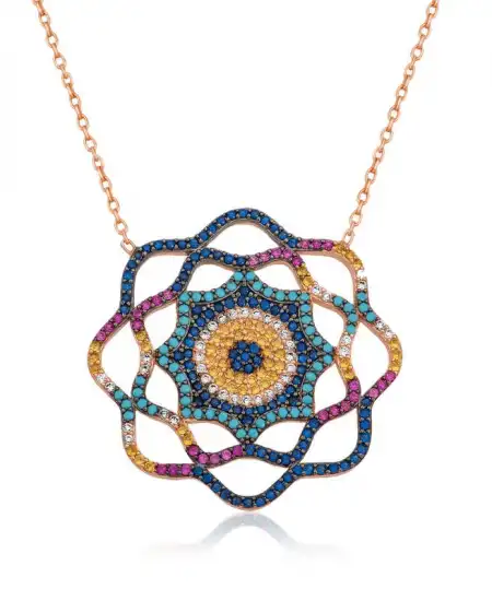 Gümüş Yaşam Güneşi Nazar Bayan Kolye