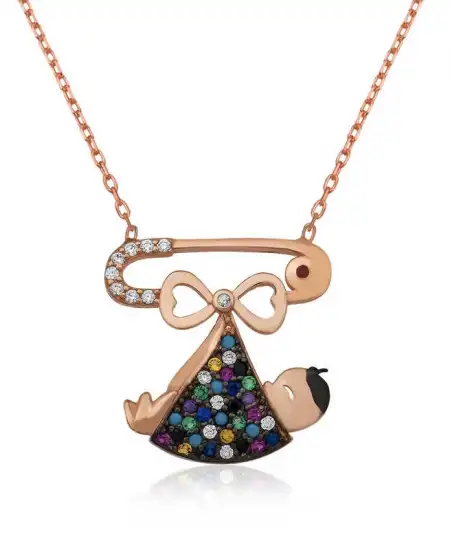 Gümüş Yeni Doğmuş Bebek Kolye