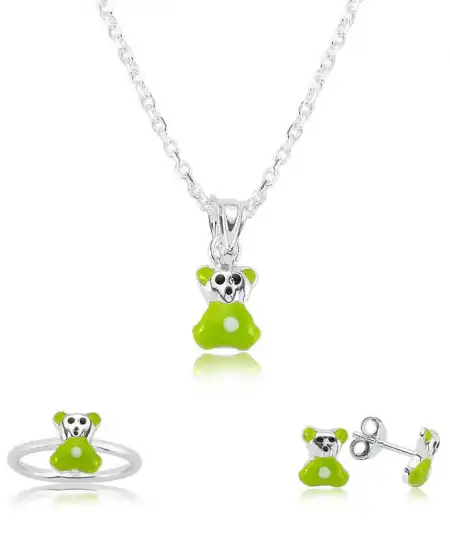 Gümüş Yeşil Ayıcık Çocuk Set