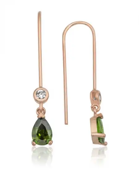 Gümüş Yeşil Damla Küpe