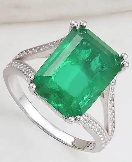 Gümüş Yeşil Renk Paraiba Taşlı Kadın Yüzük