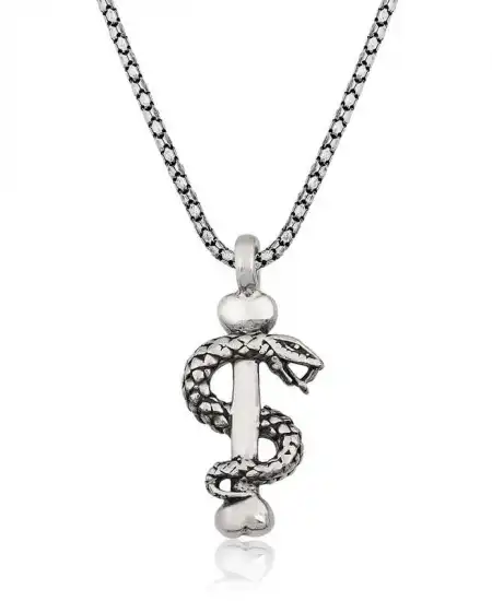 Gümüş Yılan Erkek Kolye