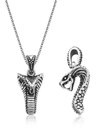 Gümüş Kobra Yılan Kolye