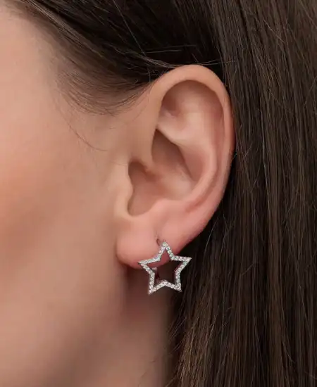 Gümüş Yıldız Kadın Küpe