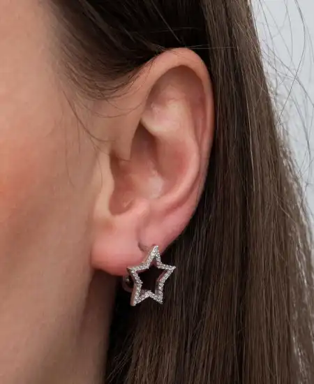 Gümüş Yıldız Kadın Küpe