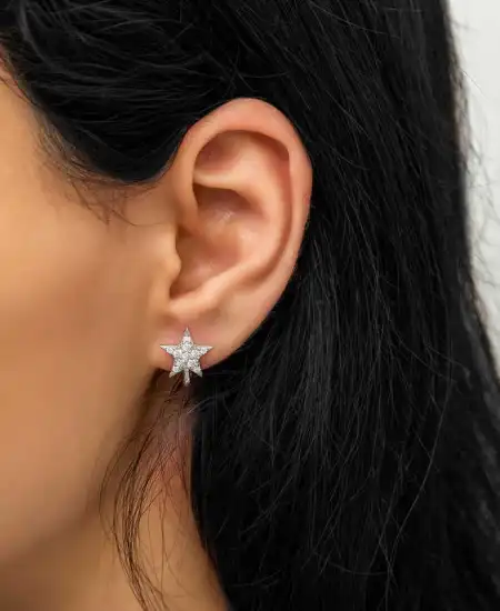 Gümüş Yıldız Küpe