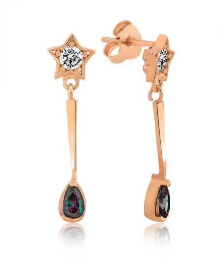 Gümüş Yıldızlı Damla Bayan Küpe