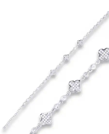 Gümüş Yonca Bayan Bileklik