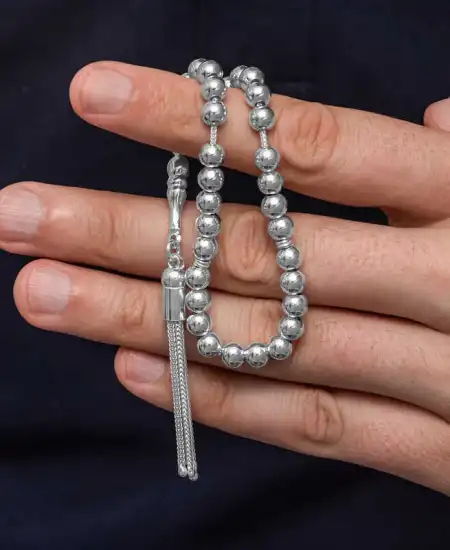 Gümüş Yuvarlak Erkek Tesbih