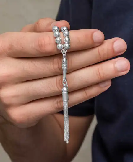 Gümüş Yuvarlak Erkek Tesbih