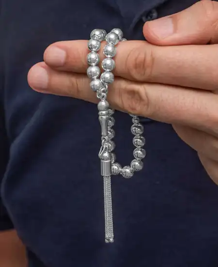 Gümüş Yuvarlak Erkek Tesbih