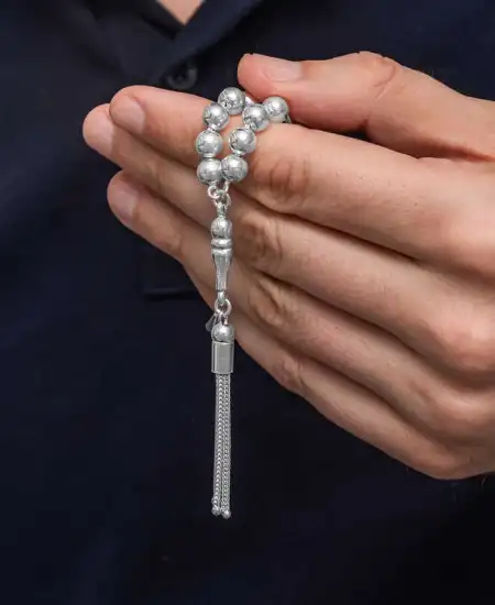 Gümüş Yuvarlak Erkek Tesbih