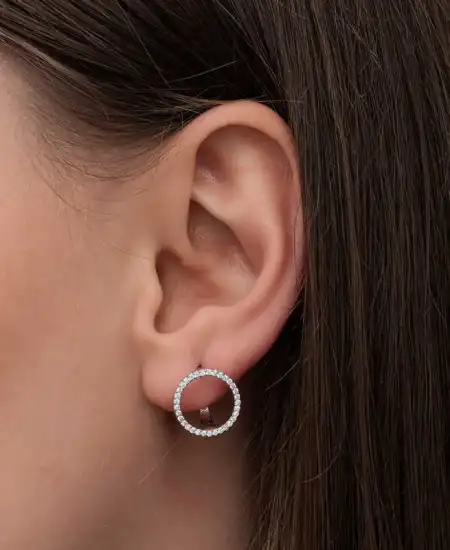 Gümüş Yuvarlak Kadın Küpe