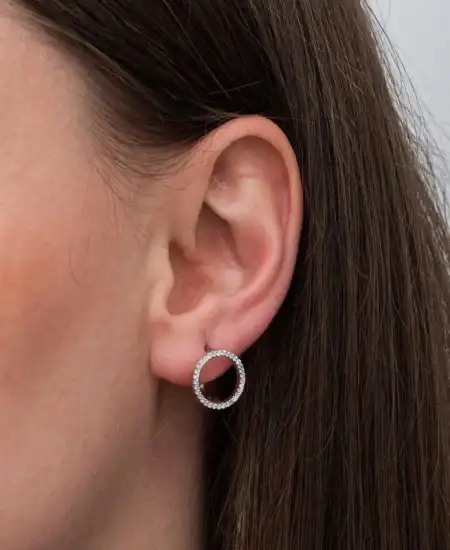 Gümüş Yuvarlak Kadın Küpe