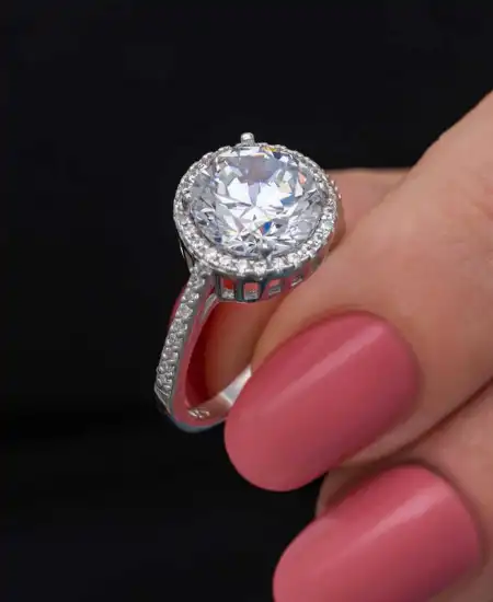 Gümüş Yuvarlak Montür Tek Taş Kadın Yüzük