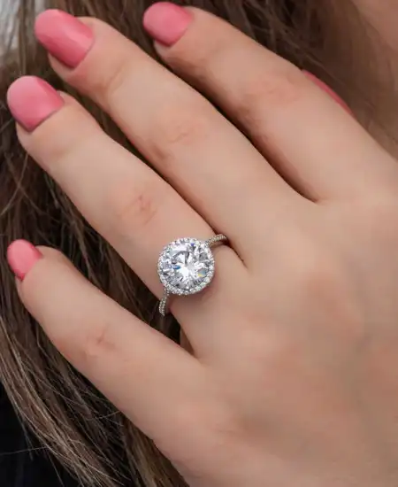 Gümüş Yuvarlak Montür Tek Taş Kadın Yüzük