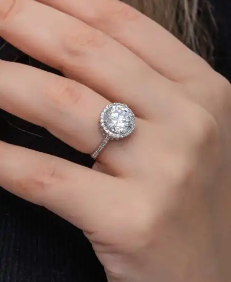 Gümüş Yuvarlak Montür Tek Taş Kadın Yüzük