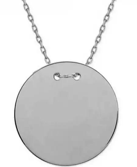 Gümüş Yuvarlak Plaka Kolye