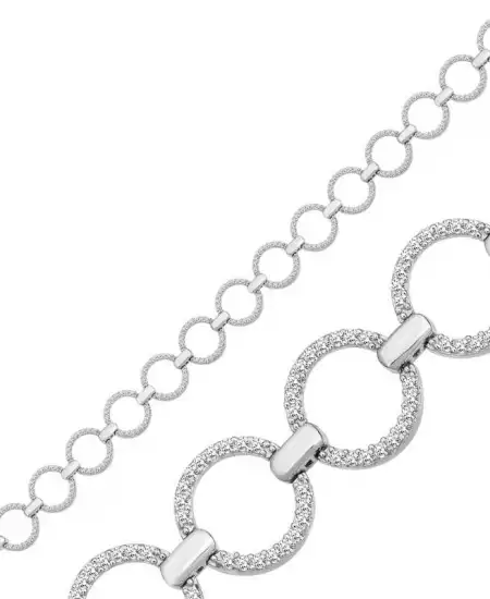 Gümüş Yuvarlak Taşlı Kadın Bileklik