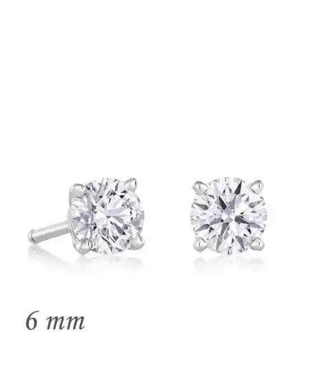 Gümüş Yuvarlak Tek Taş Zirkon Küpe - 6 Mm.