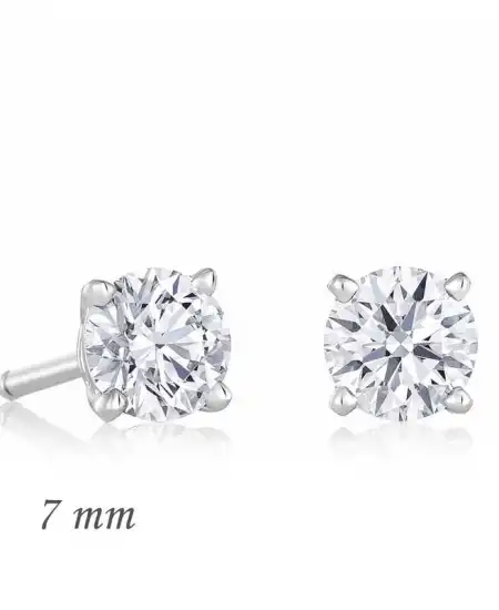 Gümüş Yuvarlak Tek Taş Zirkon Küpe - 7 Mm.