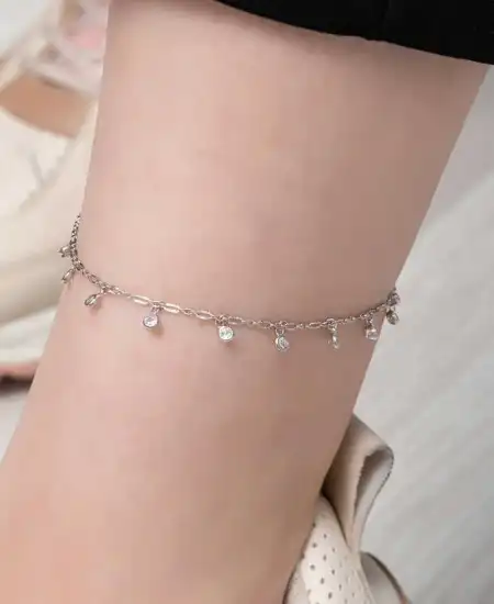 Gümüş Yuvarlak Zirkon Taşlı Halhal