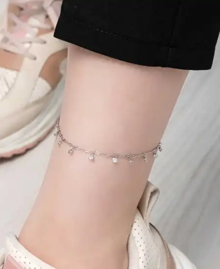 Gümüş Yuvarlak Zirkon Taşlı Halhal