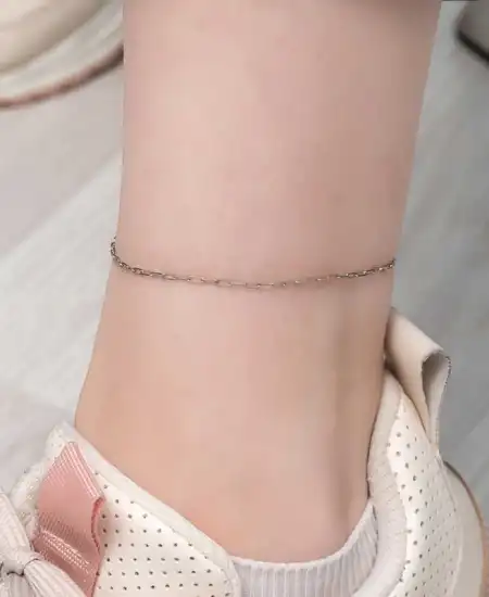 Gümüş Zincir Desenli Halhal