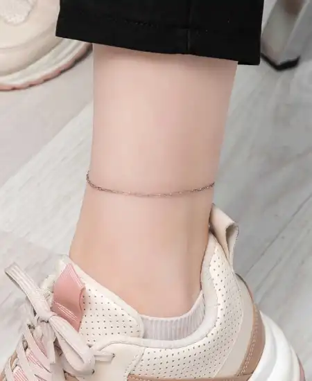 Gümüş Zincir Desenli Halhal