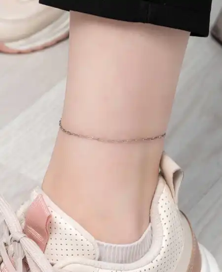 Gümüş Zincir Desenli Halhal