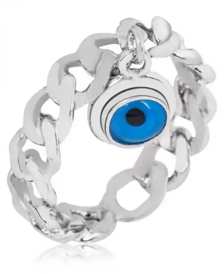 Gümüş Zincir Nazar Göz Bayan Yüzük