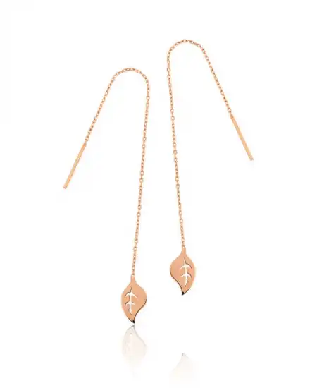 Gümüş Zincir Yaprak Küpe