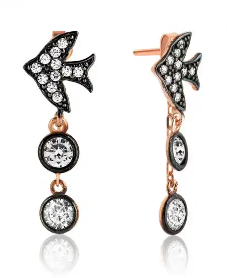 Gümüş Zincirli Kırlangıç Küpe