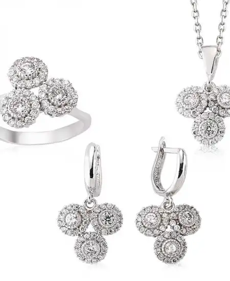 Gümüş Zirkon Taşlı Bayan Set
