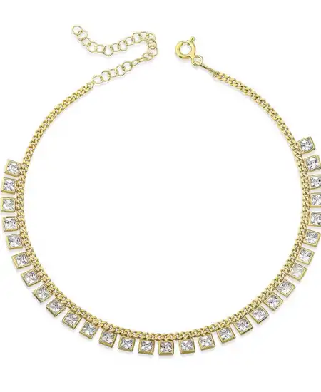 Gümüş Zirkon Taşlı Gold Halhal