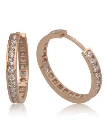 Gümüş Zirkon Taşlı Halka Kadın Küpe