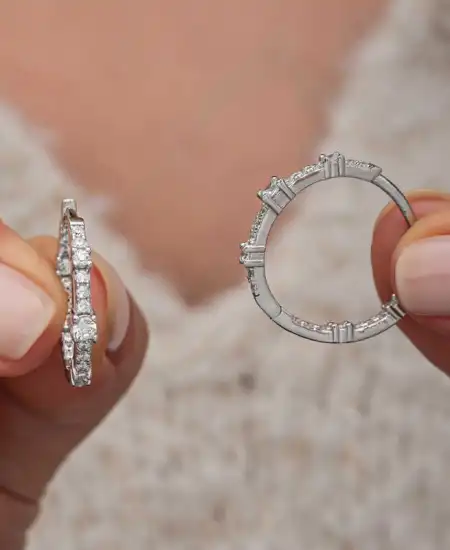 Gümüş Zirkon Taşlı Halka Kadın Küpe