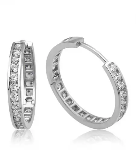 Gümüş Zirkon Taşlı Halka Kadın Küpe